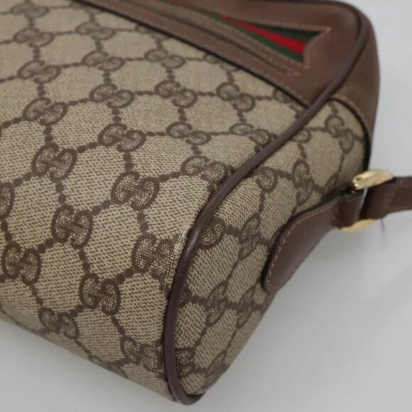 GUCCI GG Supreme Web Sherry Line Bag PVC Beige Gold 001 56 6472 Auth ep10466 - Picture 4 of 16